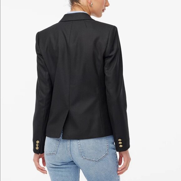 Womens J Crew Black Wool Schoolboy Blazer Size 12 Preppy Academia Ivy League - Picture 3 of 9
